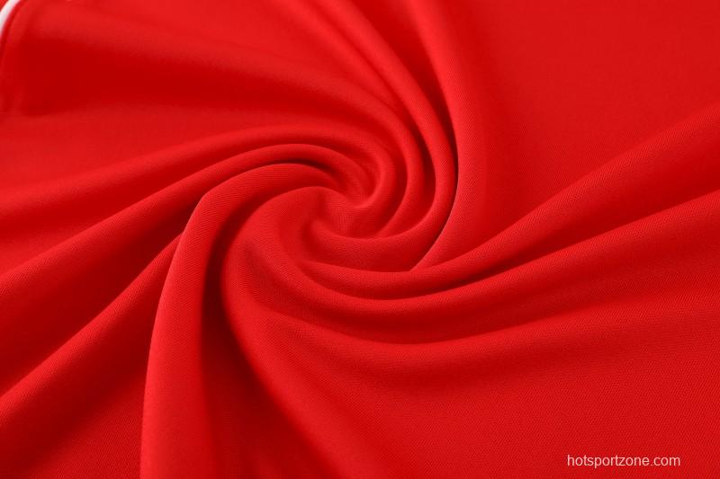 25/26  Adidas Red/White Full zipper Jacket Tracksuit+ long pants