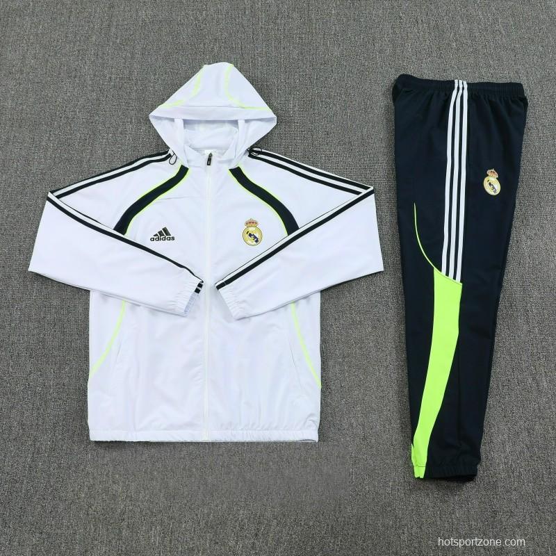 25/26 Real Madrid White Full zipper Jacket Tracksuit+ long pants