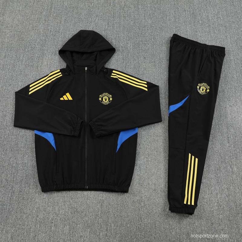 25/26 Manchester United Black Full zipper Jacket Tracksuit+ long pants