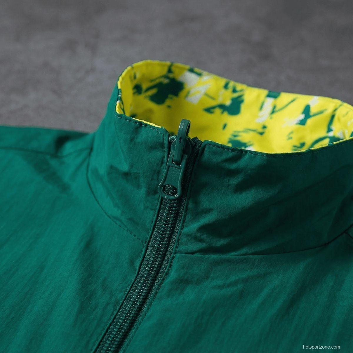 2026 Real Betis Green And Yellow  Reversible Full Zipper Jacket