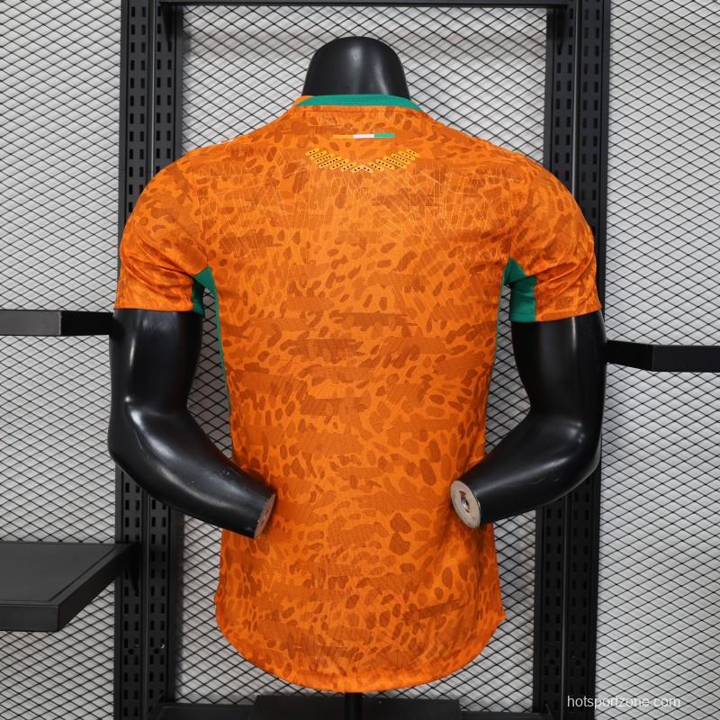 2026 Player Version Ivory Coast Orange with Leopard Pattern Jersey