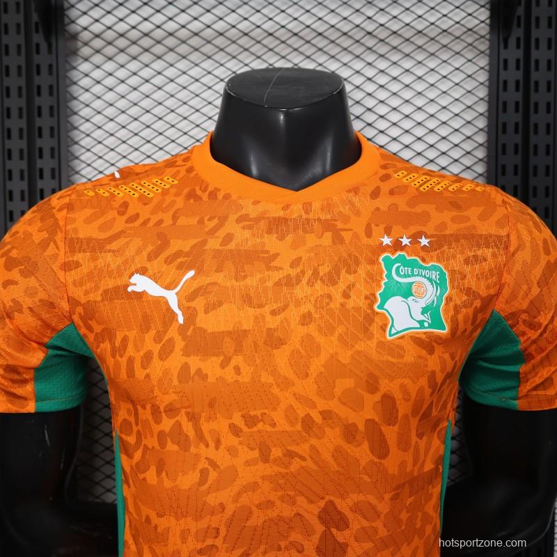 2026 Player Version Ivory Coast Orange with Leopard Pattern Jersey