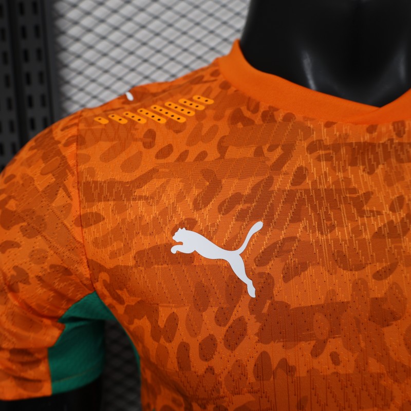 2026 Player Version Ivory Coast Orange with Leopard Pattern Jersey
