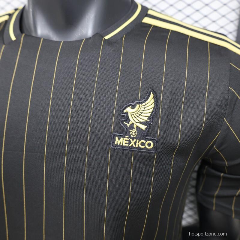 2026 Player Version Mexico Black with Gold Pinstripes Jersey