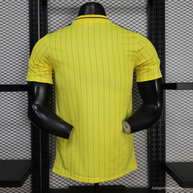 25/26 Player Version Al Nassr FC Yellow with Thin Black Pinstripes Jersey