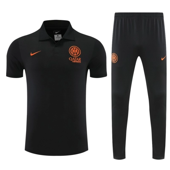 26/27 Inter Milan Black Polo Training Shirt + Long Pants Tracksuit