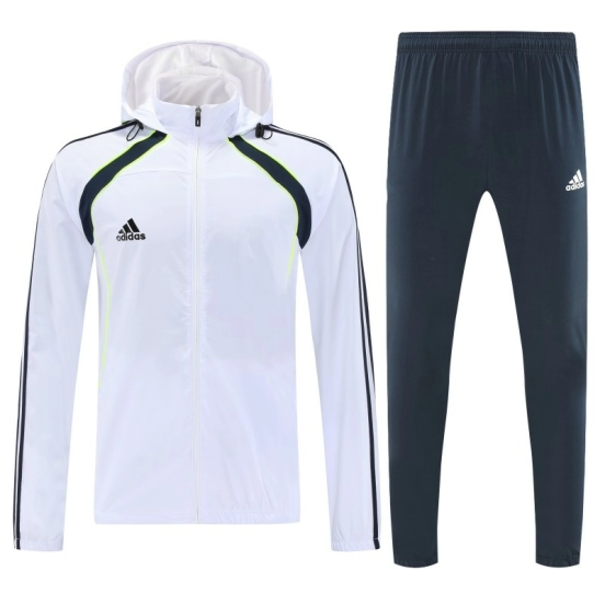 26/27 Adidas  White Full Zipper Hooded Jacket Tracksuit + Long Pants
