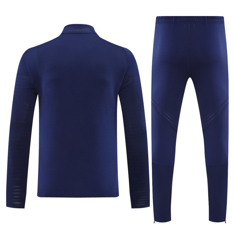 26/27 Arsenal Navy Blue Flame Print Half Zipper Jacket Tracksuit + Long Pants