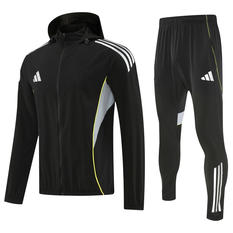 26/27 Adidas Black Full Zipper Hooded Jacket Tracksuit + Long Pants