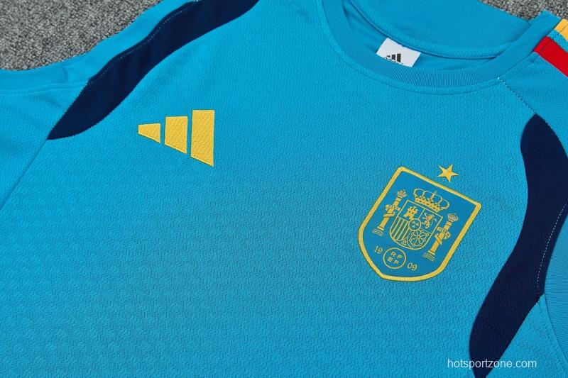 26/27 Spain Light Blue Sleeveless Training Vest +Soccer Shorts