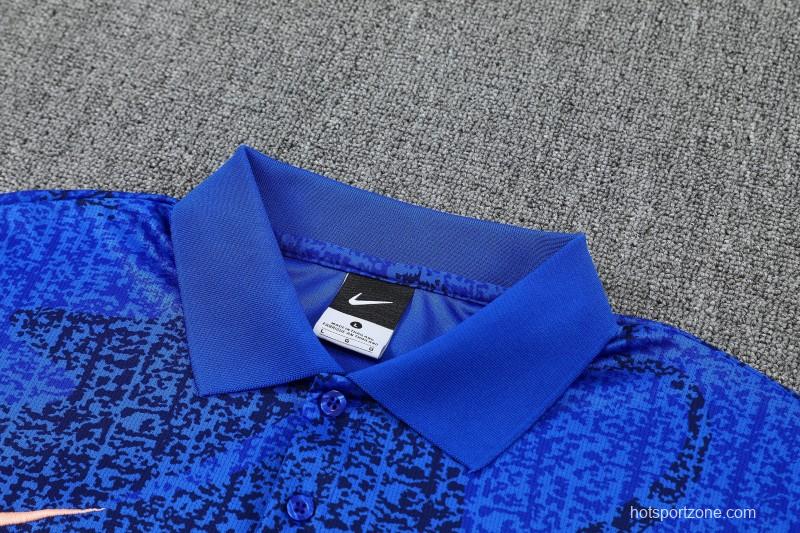 26/27  France  Blue Polo Training Shirt + Long Pants Tracksuit