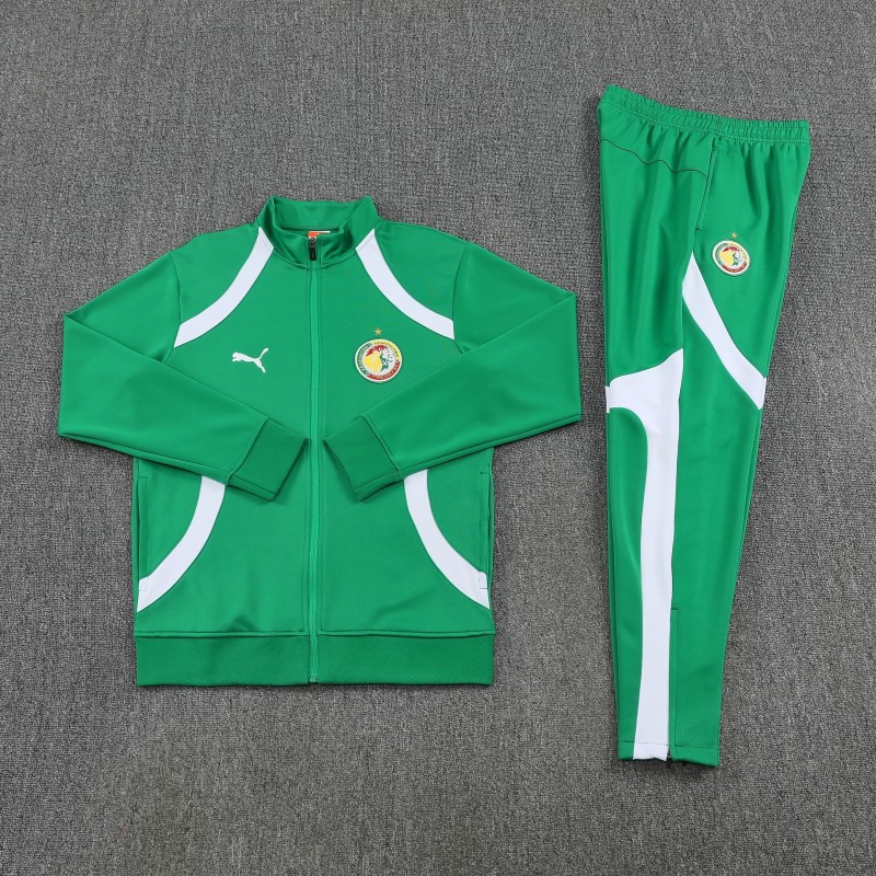 26/27 Senegal Green & White  Full Zipper Jacket Tracksuit + Long Pants