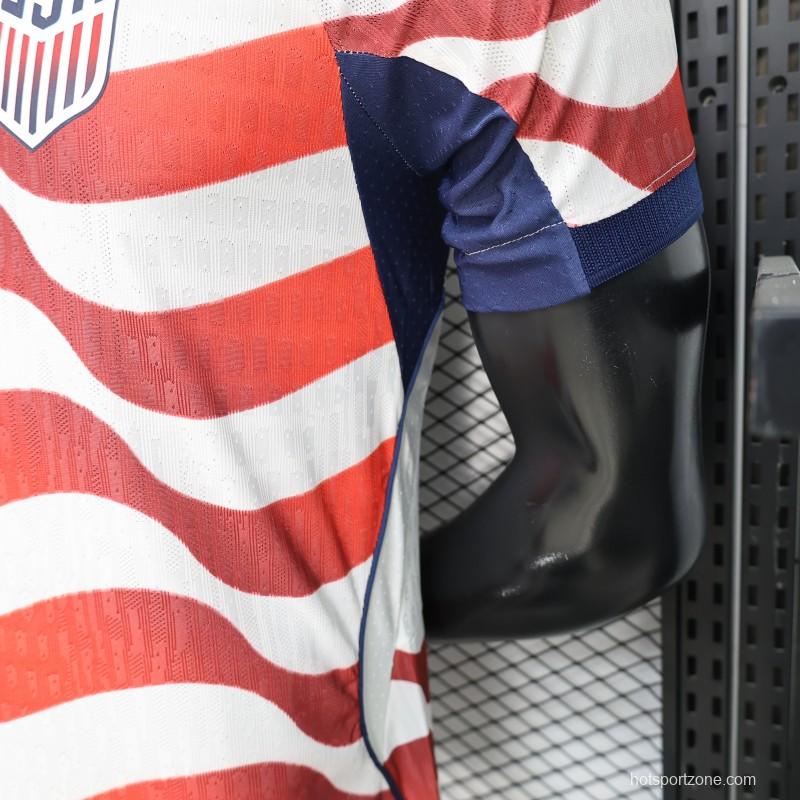 Player Version 2026 USA Home Red & White Stripe  Jersey