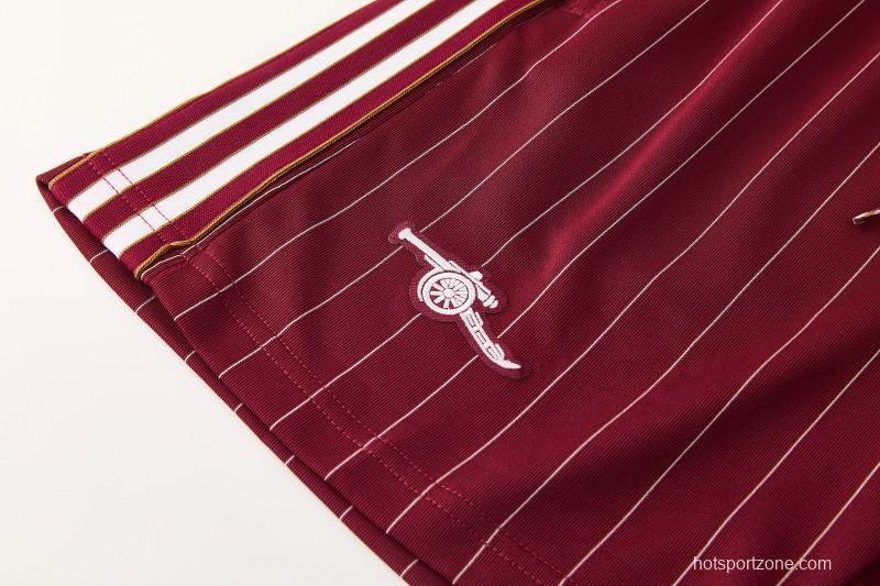 26/27  Arsenal  Maroon Pinstripe Short Sleeve+Soccer Shorts