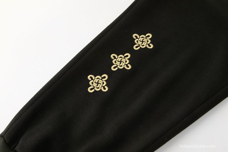 26/27 Manchester United Black Pullover Hooded Tracksuit + Long Pants