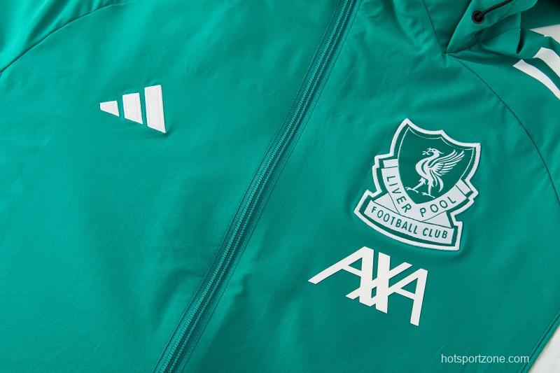 26/27 Liverpool Green Full Zipper Hooded Jacket Tracksuit + Black Long Pants