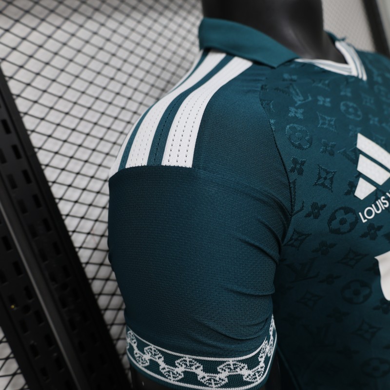 Player Version 2026 Real Madrid × Louis Vuitton Teal LV Monogram Adidas Collab Special Edition Jersey