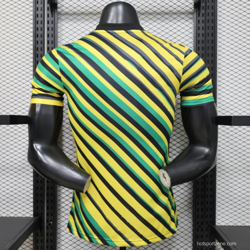 Player Version 2026 Jamaica x Adidas Originals Home Yellow Diagonal Stripe Jersey