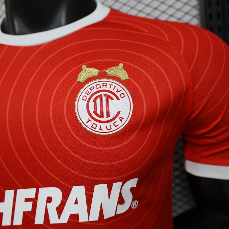 Player Version 26/27 Deportivo Toluca FC Red with Circular Stripe Pattern Home Jersey