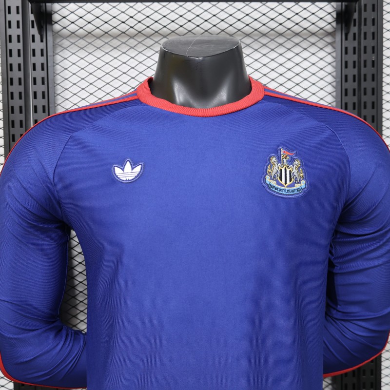 Player Version 26/27 Newcastle United Blue 1990 Vintage Remake  Long Sleeve Away Jersey