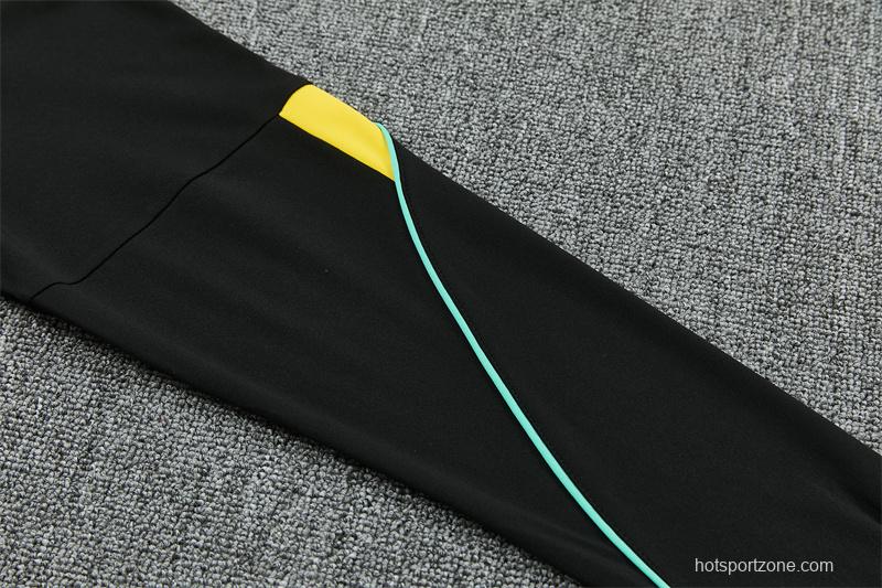 2026 Brazil Black & Yellow Half Zipper Jacket Tracksuit + Long Pants