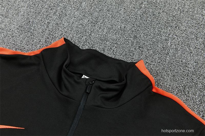 2026 Netherlands Black & Orange  Half Zipper Jacket Tracksuit + Long Pants