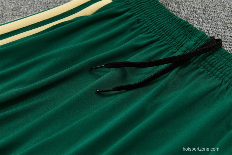 2026 Real Madrid Green & Cream  Half Zipper Jacket Tracksuit + Long Pants