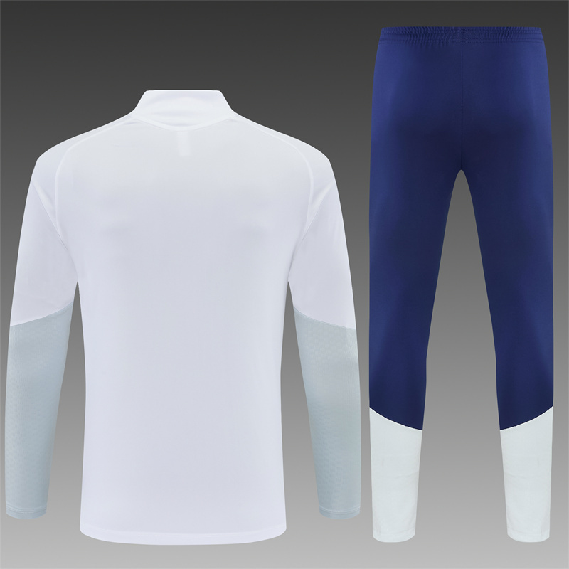 26/27 Kids Real Madrid Home White Half Zipper Jacket Tracksuit + Long Pants