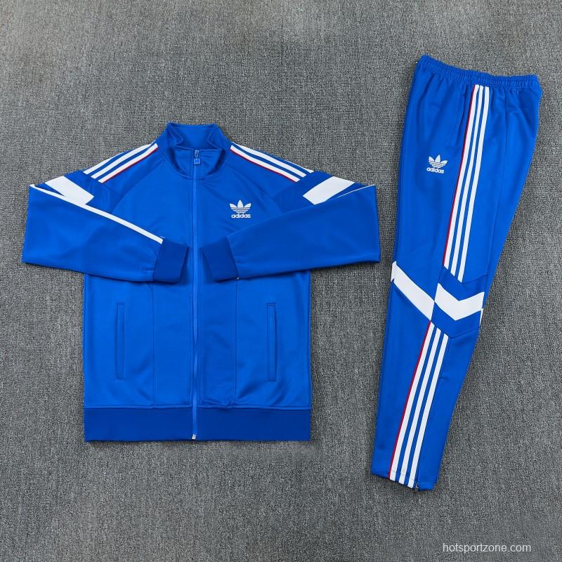2026/27 Adidas Originals Blue Full Zipper Jacket Tracksuit + Long Pants