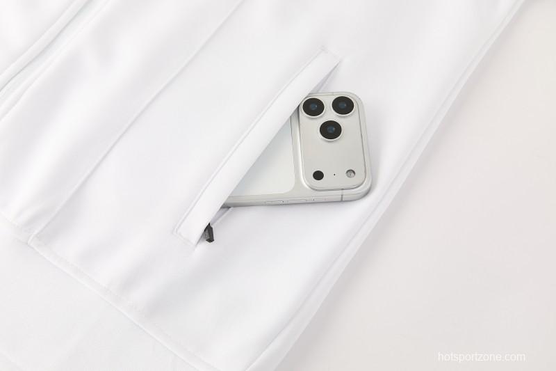 2026/27 Adidas Originals  White Full Zipper Jacket Tracksuit + Navy Blue Long Pants