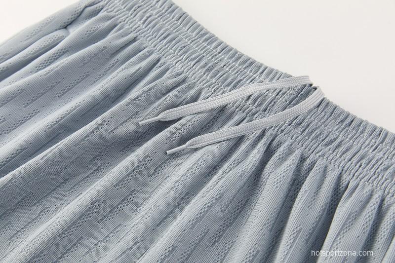 2026/27 Paris Saint-Germain White  Half Zipper Jacket Tracksuit + Light Grey Long Pants