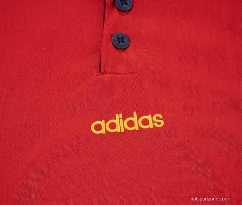 Retro 1996 Kids Spain Red & Navy Diagonal Split Home Jersey