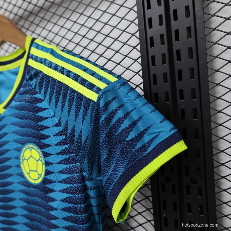 Player Version 2026 Womens Colombia Away Blue with Wave Diamond Pattern Jersey