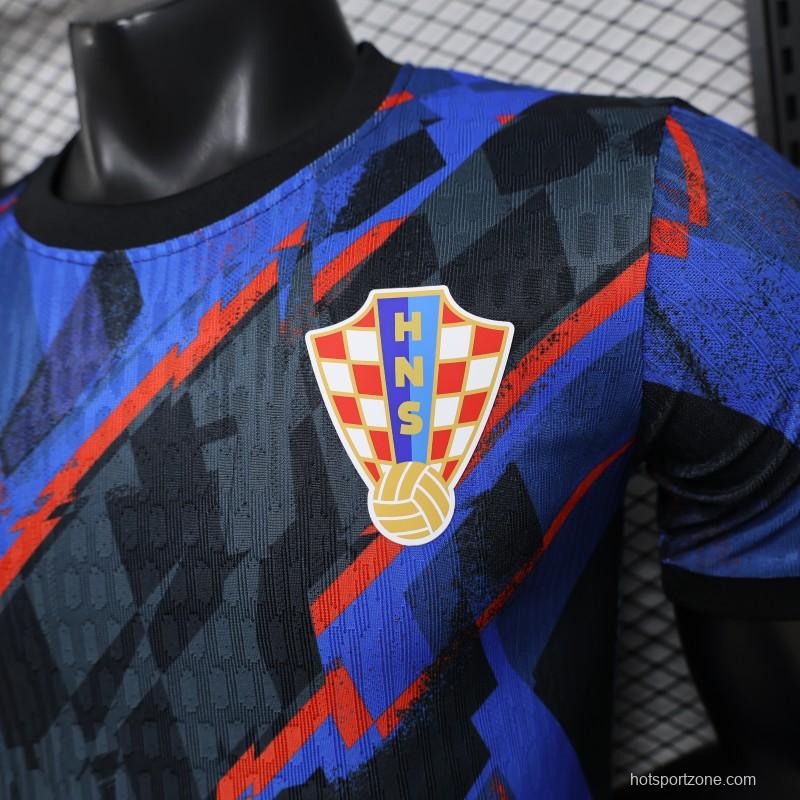 Player Version 2026 Croatia Third Special Edition Blue with Abstract Geometric Brushstroke Pattern Jersey