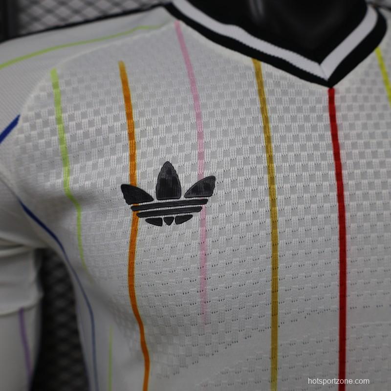 Player Version 2026 Japan Special Edition White with Rainbow  Pinstripe Long Sleeve Jersey