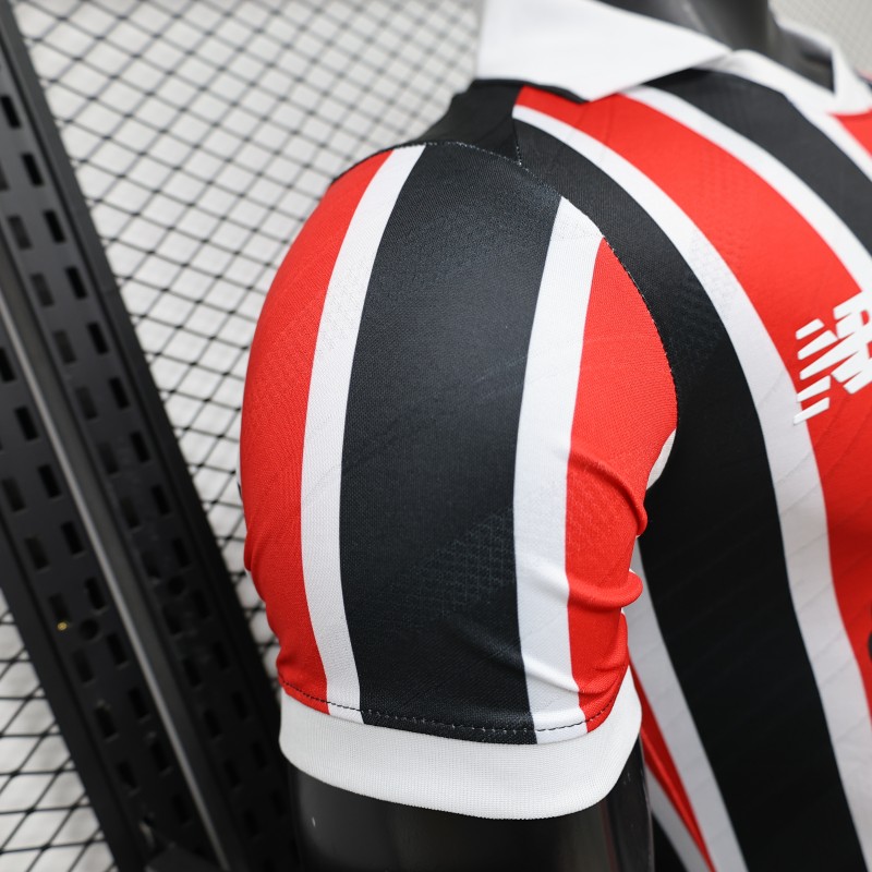 Player Version 26/27 São Paulo FC Away Red & Black Stripe  With White Collar Jersey