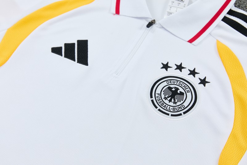 2026 German White & Black Half-Zip Polo Short Sleeve Tracksuit + Long Pants