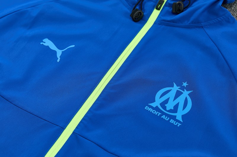 26/27 Marseille  Blue  Full Zipper  Hooded Jacket Tracksuit +  Long Pants