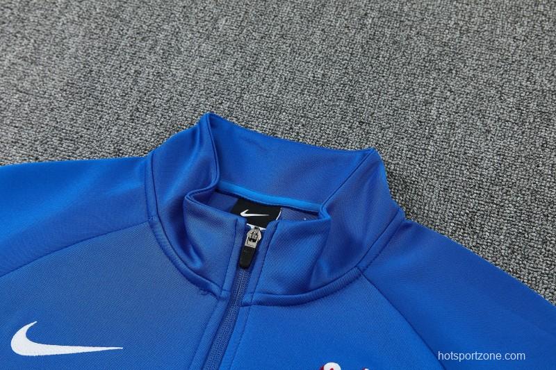 26/27 Chelsea  Blue&White Full Zipper Jacket Tracksuit + Long Pants