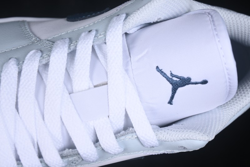 Nike Air Jordan 1 Low Retro Basketball Shoes with White Grey Blue Accents - 553558-400