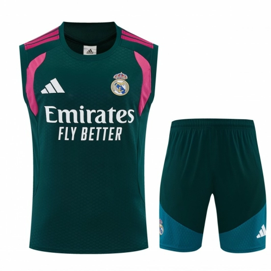 26/27 Real Madrid Dark Green Sleeveless Training Vest +Shorts Set