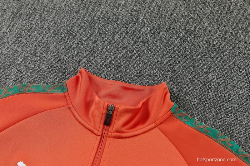 26/27 Côte d'Ivoire Orange Full Zipper Jacket Tracksuit + Long Pants