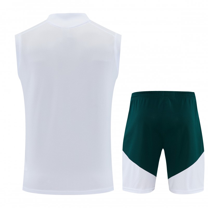 26/27 Real Madrid White & Dark Green Sleeveless Training Vest +Shorts Set
