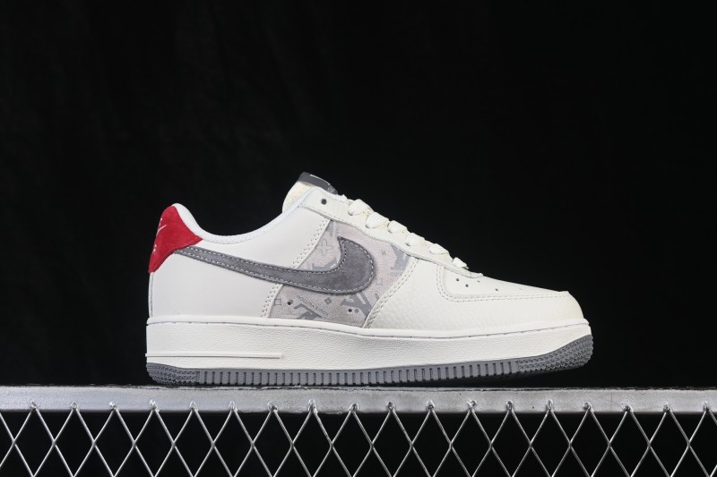 Nike Air Force 1 '07 Low Casual Sneakers with Full-Length Air Cushion and Classic White-Red Design - HS6188-134