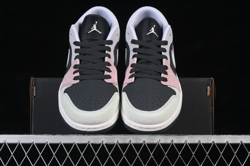 Nike Air Jordan 1 Low Retro Basketball Shoes with Black-Pink-White Color Blocking - IB7109-004