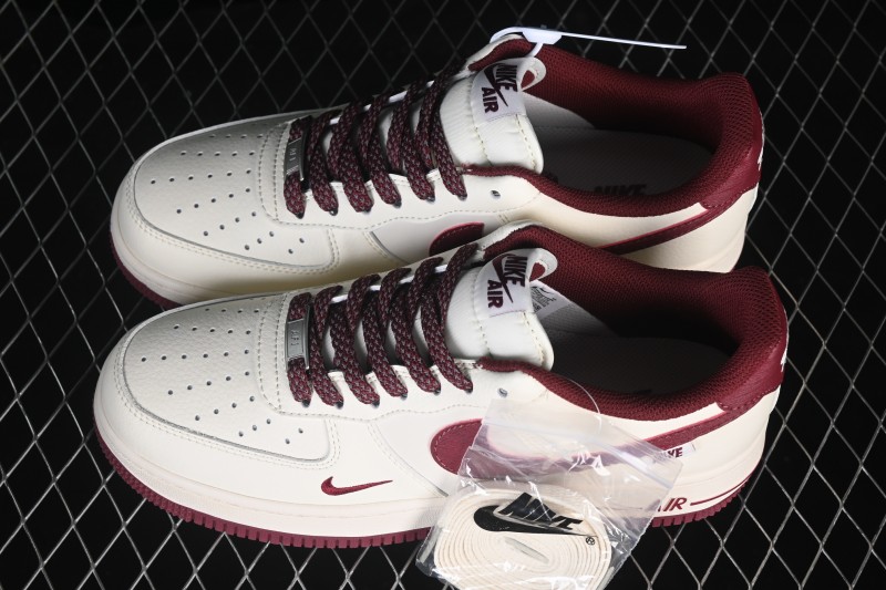 Nike Air Force 1 '07 Low Basketball Shoes with Tree Bark Wine Color Design - SM6668-126