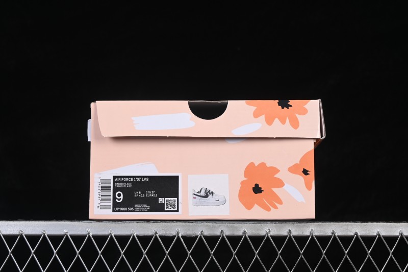 Nike Air Force 1 '07 Low Classic Casual Sneakers with Contrast Swoosh and Box Logo Heel - UP1668-595