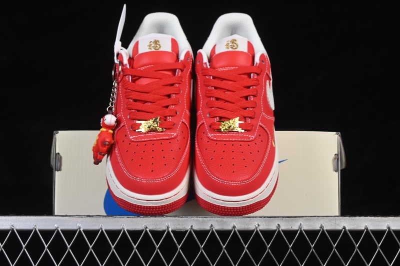 Nike Air Force 1 '07 Low Year of the Horse Limited Edition Casual Sneakers with Crimson and Gold Accents - NH0601-523