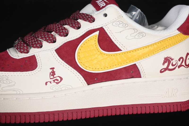 Nike Air Force 1 '07 Low Basketball Lifestyle Shoes in Wine Red and White - HT5088-611