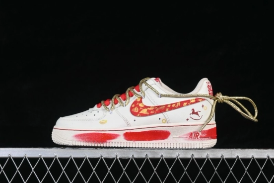 Nike Air Force 1 '07 Low Lucky Steed Traces Chinese New Year Hand-Painted Casual Skateboarding Shoes - SD2023-402